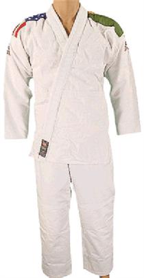 Single Weave Brazilian Jiu-Jitsu Uniform with USA and Brazil Flags 